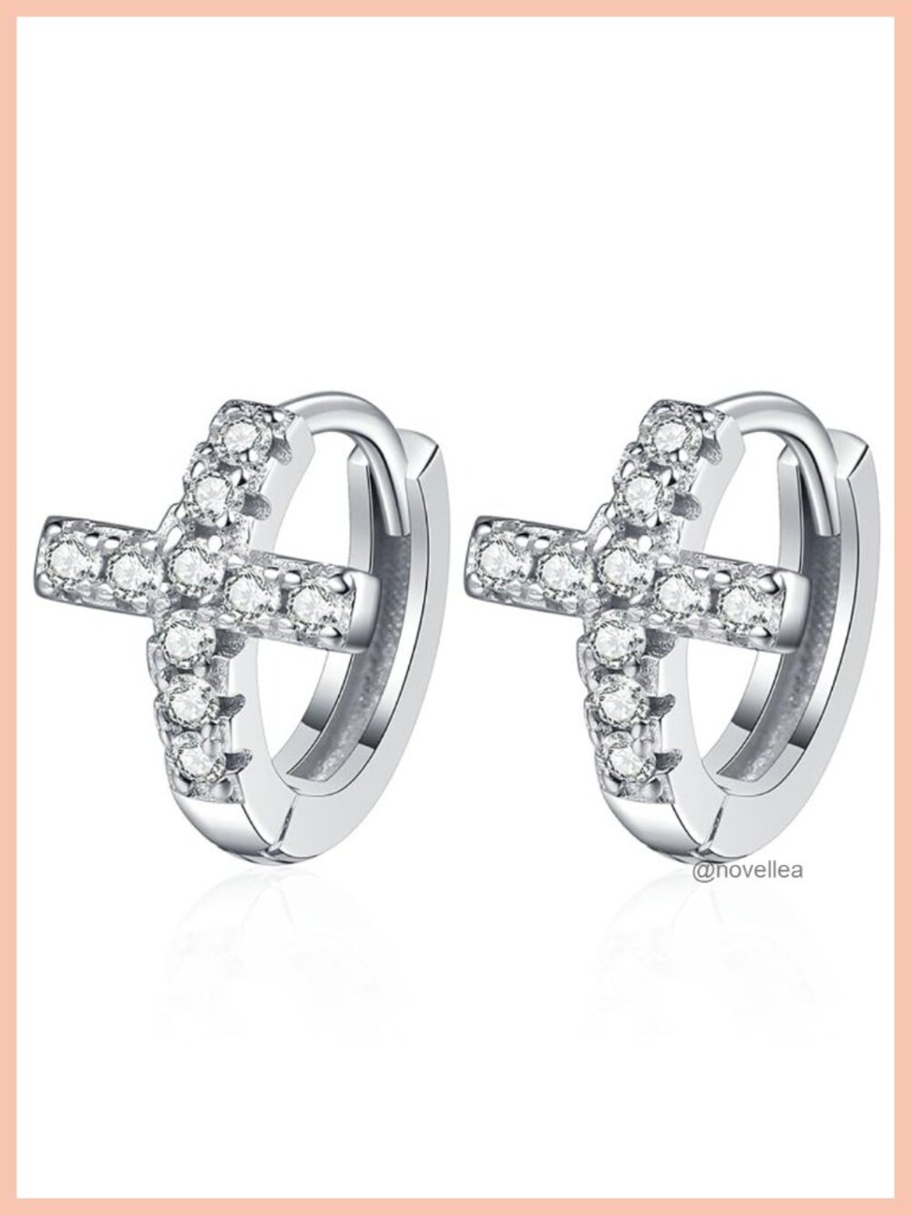 Moissanite Cross Huggie Hoop Earrings S925 Sterling Silver Hypoallergenic